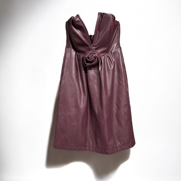 🌻ASHLEY PARK x RTR  "Voila" Vegan Leather Dress Size 0 || $395 Retail - Picture 4 of 11